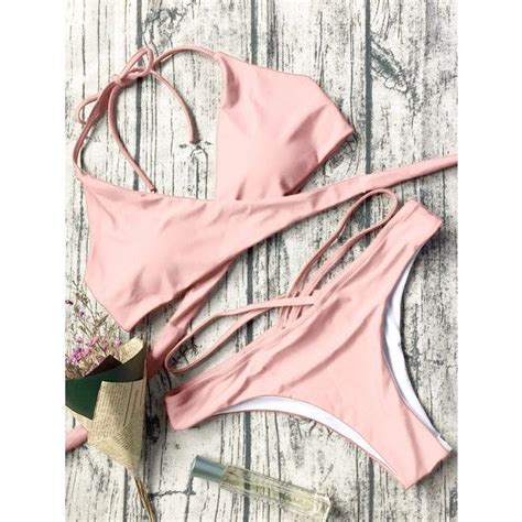 Halter Crossover Double Side Bikini Set 19 BAM Liked On Polyvore