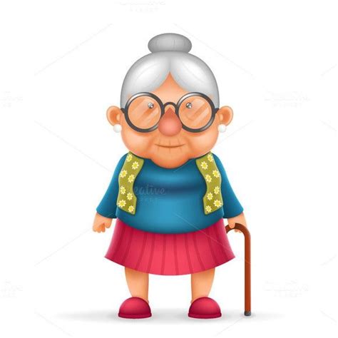 Granny Old Cartoon Character Design Realistic Cartoons Character Design