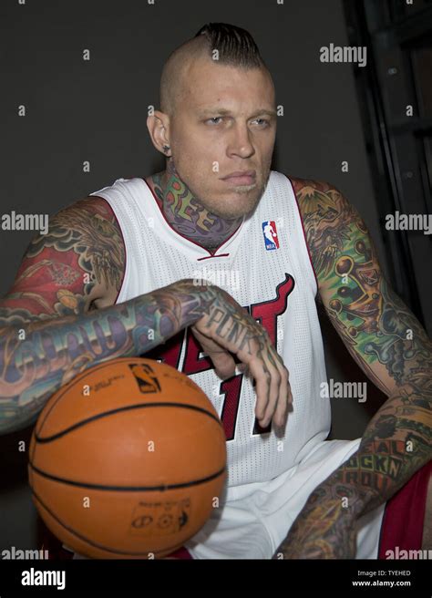 Miami Heat S Chris Andersen 11 Poses For A Photo During The Team S Media Day At The American