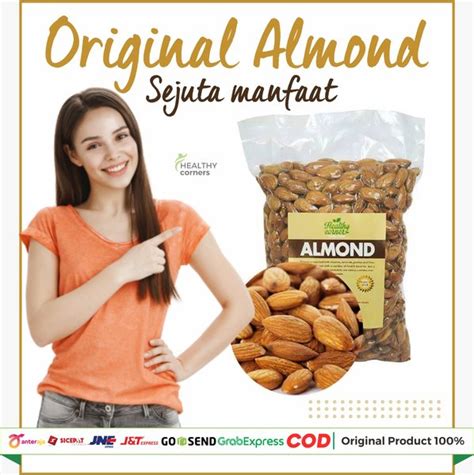 Jual Natural Whole Raw Almond Gr Kacang Almond Mentah Utuh Premium