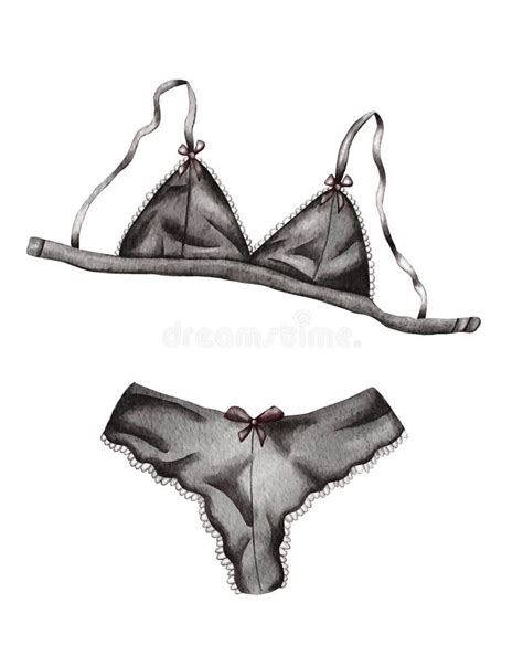 Watercolor Lingerie Hand Draw Underwear Fashion Illustration Stock