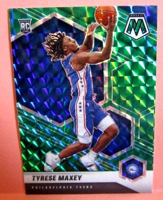 Tyrese Maxey RC 2020 21 Panini Mosaic Green Prizm Refractor Rookie