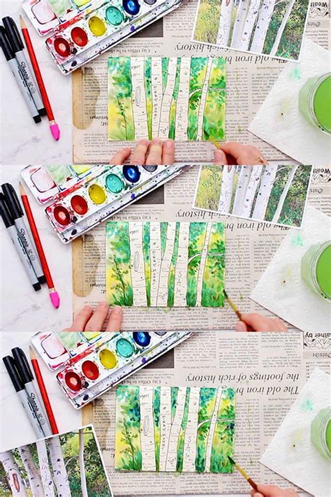 Easy How To Paint Aspen Trees In Watercolor Welcome To Nana S