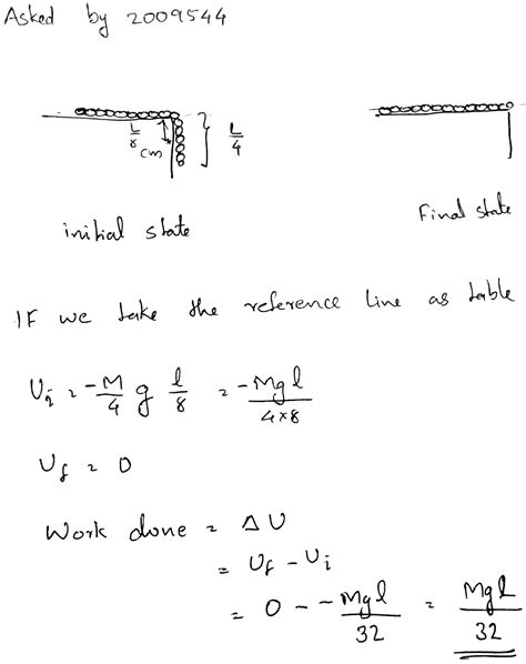 A Uniform Chain Of Length L And Mass M Is Lying On A Smooth Table And