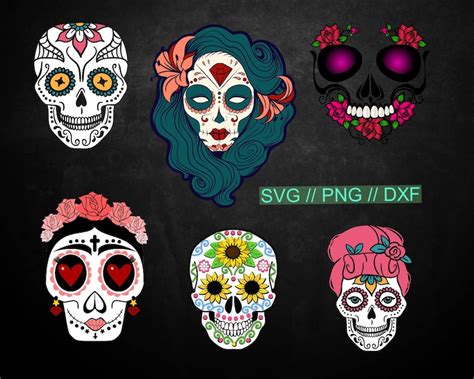 Dia De Los Muertos Day Of The Dead Sugar Skull Svg Bundle Etsy