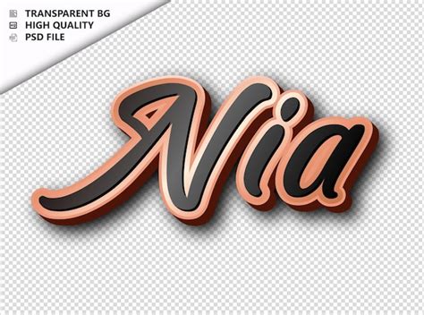 Nia tipografía texto bronce negro psd transparente Archivo PSD Premium