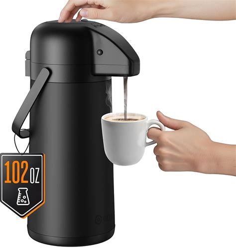 Airpot Coffee Carafe For Keeping Hot 102 OZ 3L Large Coffee Dispenser With Pump Insulated