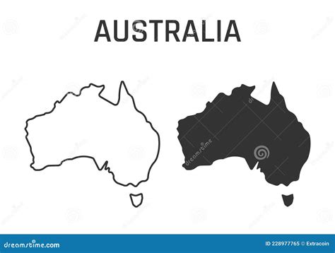 Australia Map Icon, Outline and Silhouette of the Australian Continent ...