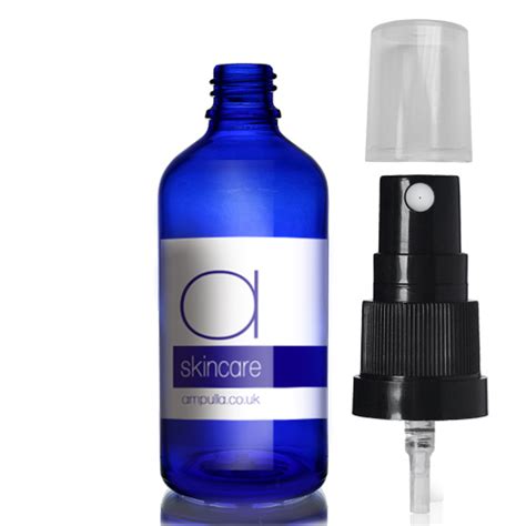 Ml Blue Glass Skincare Bottle With Atomiser Spray Ampulla