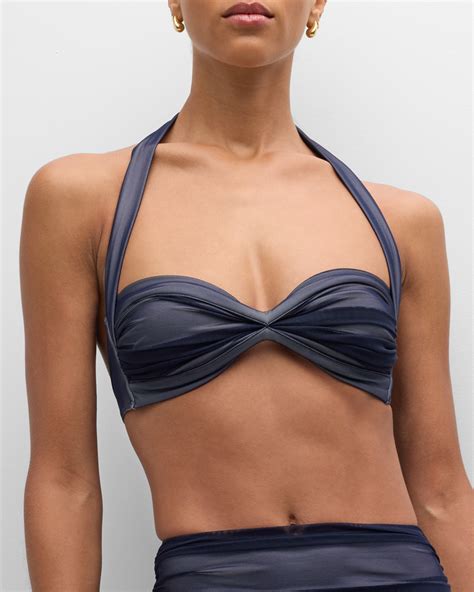 Norma Kamali Bill Ruched Mesh Bikini Top Neiman Marcus