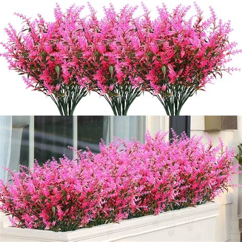 Sinhoon Bundles Outdoor Artificial Lavender Fake Flowers Uv Resistant