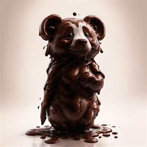 Un oso de chocolate está cubierto de chocolate derretido Foto Premium