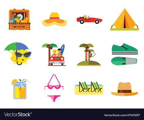 Vacation Icon Set Royalty Free Vector Image Vectorstock