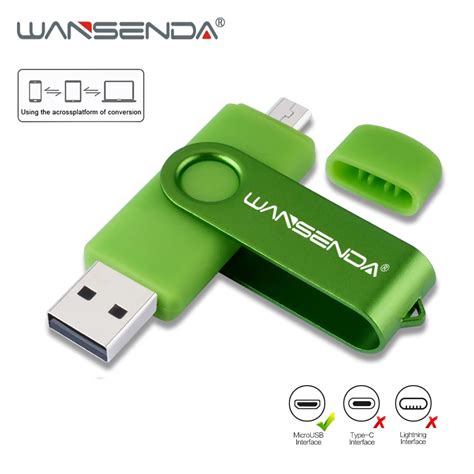 Wansenda Pen Drive De Metal Otg Alta Velocidade 16gb 32gb 64gb