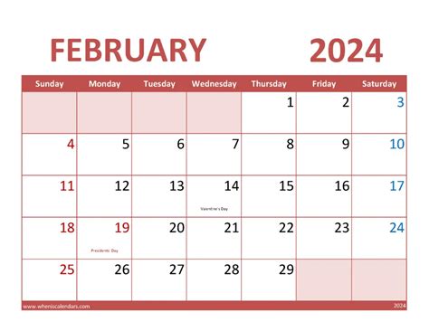 February 2024 Calendar Free Template F24353