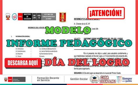 Modelo De Informe Pedagógico Por El Día Del Logro Guía Docente