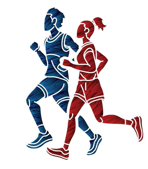 Marathon Male and Female Running Together 30530177 Vector Art at Vecteezy