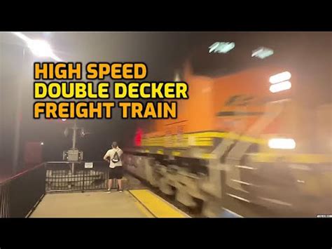 High Speed Double Decker Freight Train La Plata Station Missouri