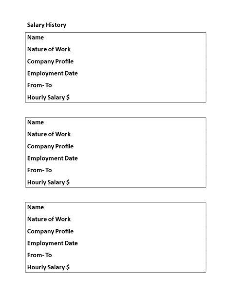 Salary History Template