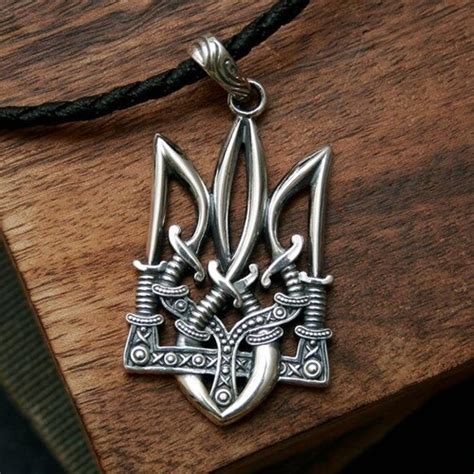 Ukrainian Necklace Trident Tryzub Pendant Ukraine Symbol Etsy