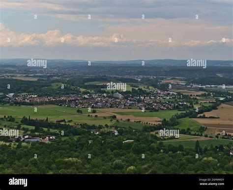 Aerial View Of Landscape With Small Village Nabern Part Of Kirchheim