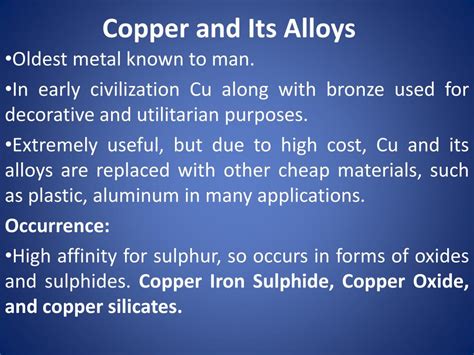 Ppt Copper And Its Alloys Powerpoint Presentation Free Download Id 2068076