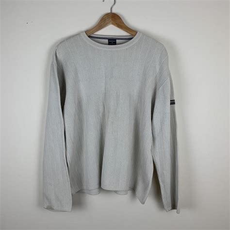 Stunning White Nautica Jeans Crew Neck Jumper Depop