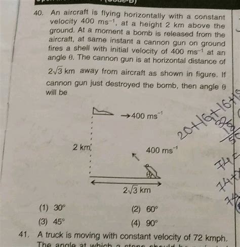 40 An Aircraft Is Flying Horizontally With A Constant Velocity 400 Ms