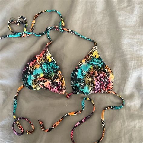 Roxy Snakeskin Bikini Top Triangle Bikini Top From Depop