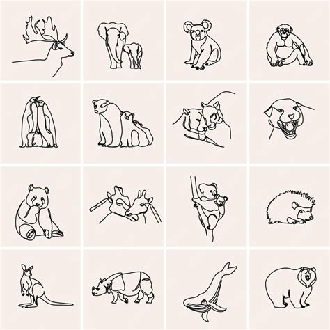 Premium Vector Set Of Animals Line Art