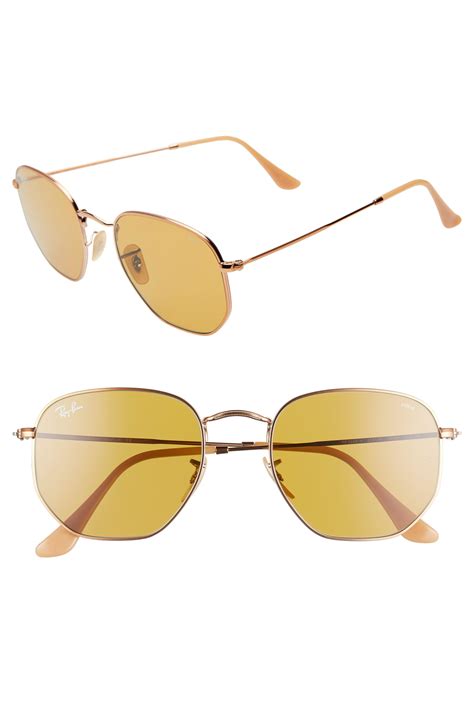 Lyst Ray Ban 54mm Evolve Photochromic Hexagon Sunglasses In Metallic