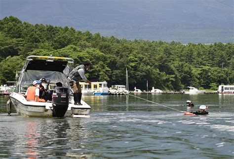 水難事故救助 山中湖で訓練 海と日本project In やまなし