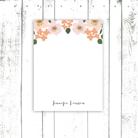 Personalized Stationery Floral Stationery by MooseberryPaperCo