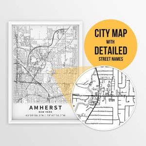 Printable Map of Amherst, New York, Usa With Street Names - Etsy