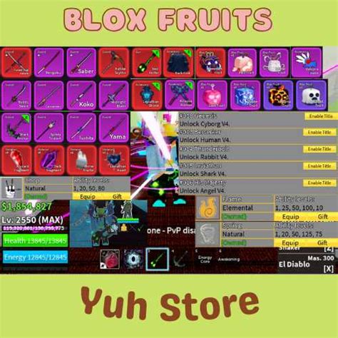 Blox Fruit Account Lv 2550Max Full Gear Awaken Cyborg Shark Fish