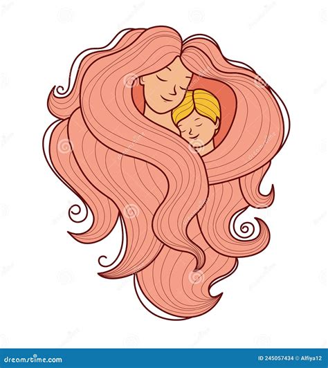 Mothers Day Concept Flat Style Vector Illustrartion Mother And Son