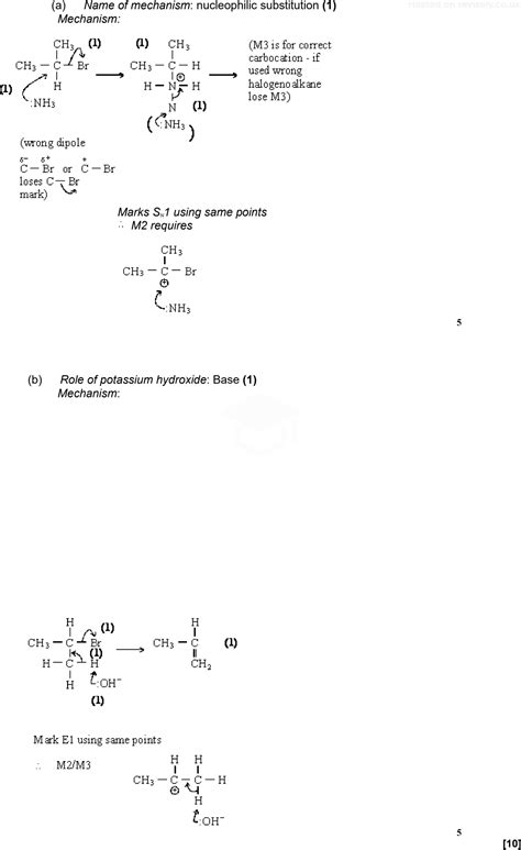 A Level AQA Chemistry Questions Reaction Mechanisms Revisely