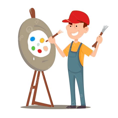 Pintor Clipart Personagem De Desenho Animado Pintando Ou Ilustrando