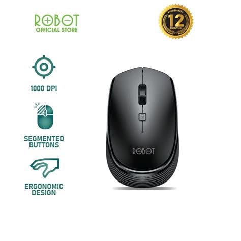 Robot M205 Wireless Mouse Slient Ergonomic Design 800 1200 1600 Dpi Black Lazada Ph