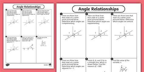 Angle Relationships Worksheet For 7th Grade Twinkl Usa