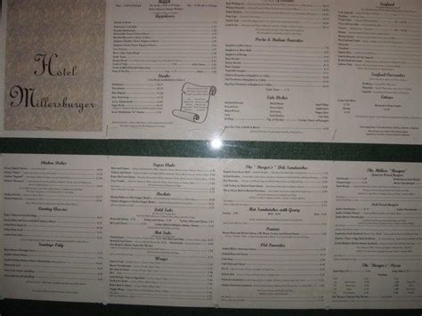 Menu at Millersburger Hotel pub & bar, Millersburg