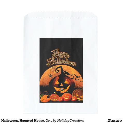 Halloween, Haunted House, Orange Moon Treat Bags | Zazzle | Halloween ...