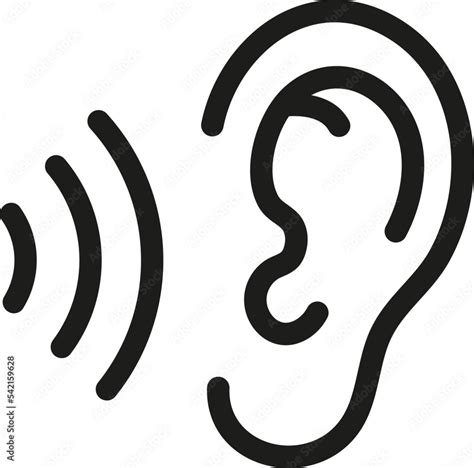 Human Ear Listening Icon In Outline Style Stock Vector Adobe Stock