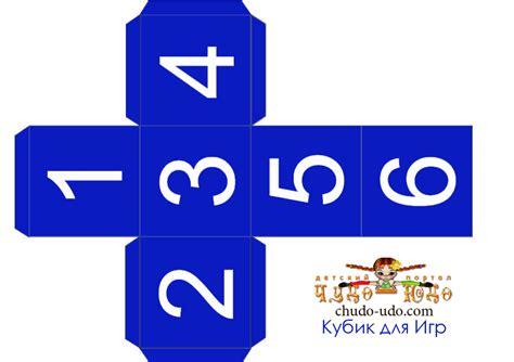 Синий кубик с цифрами