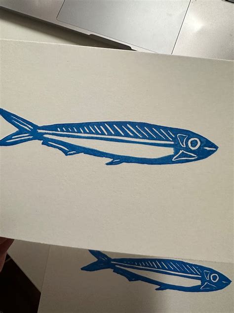 Sardine Linocut Print Linocut Fish Art Print For Eclectic Etsy