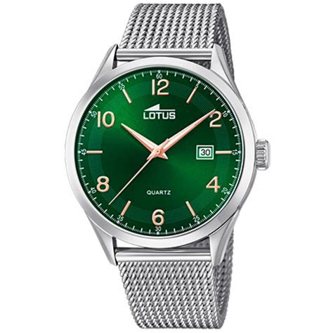 Montre Lotus Minimalist Dateur Acier Cadran Vert Homme Sur