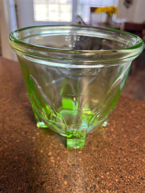 Green Vaseline Glass 2 Cup Measuring Cup Etsy