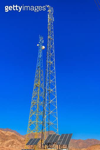 Communication Towers And Solar Panels In A Bedouin Village In Sinai