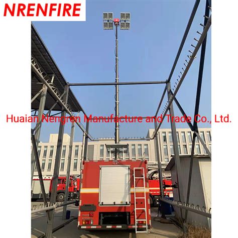 Fire Truck Mounted Pneumatic Telescopic Mast Light Tower Led Lights