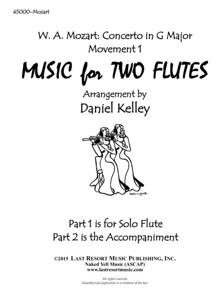 Concerto In G Major K 313 By Mozart Arranged For Flute Duet 1st